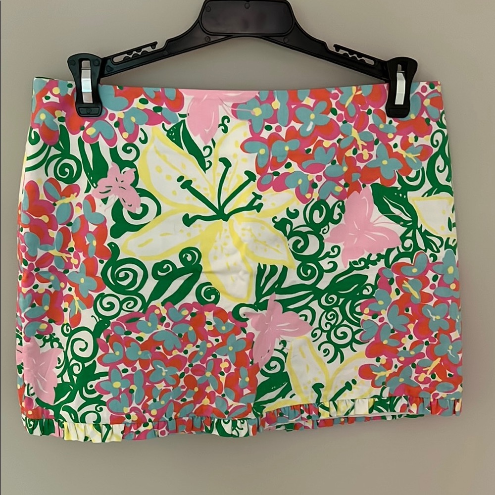 Lilly Pulitzer Pink and Cream Floral Mini Skirt